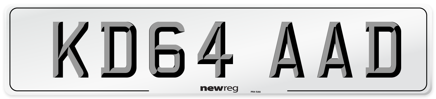 KD64 AAD Number Plate from New Reg